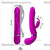 Vibrador con estimulador de clitoris USB y lanzador de liquidos